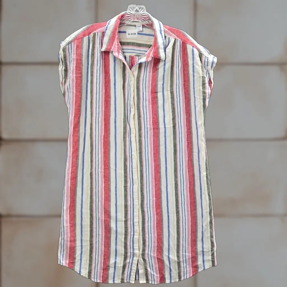 Old Navy  Summer Dress Women’s XXL , Button Down Sleeveless Striped Multicolor